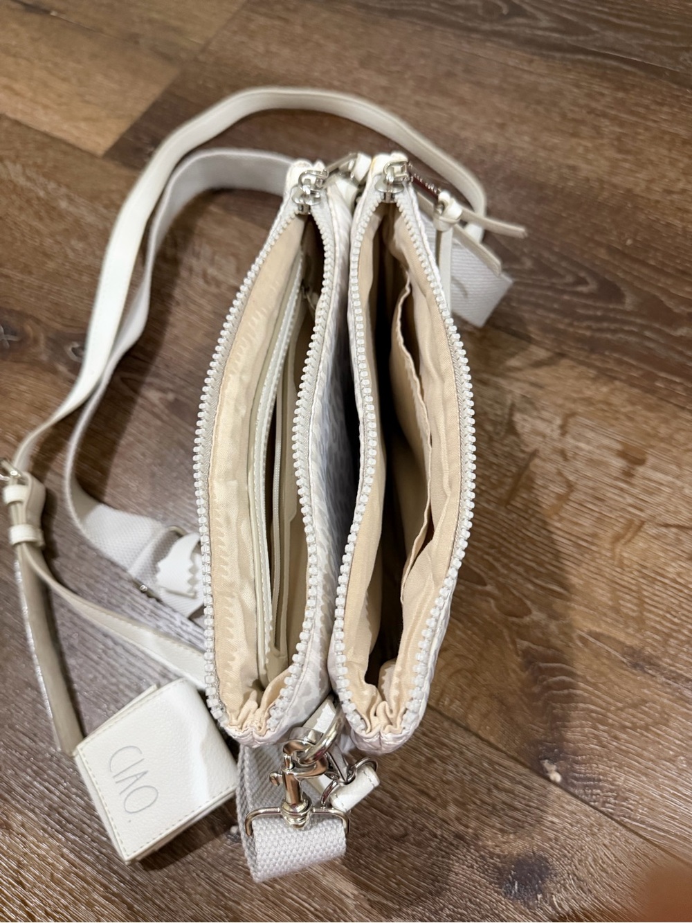 NWOT Rae Dunn Quilted Crossbody Bag in Light Beige - Picture 7 of 9